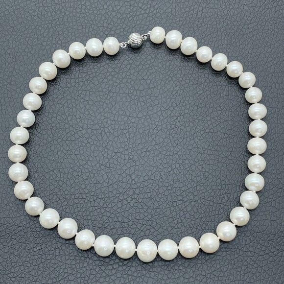 Imperial Pearls Necklace White 9.5 - 11.5mm Cultured Freshwater Sterling Silver - Picture 4 of 9